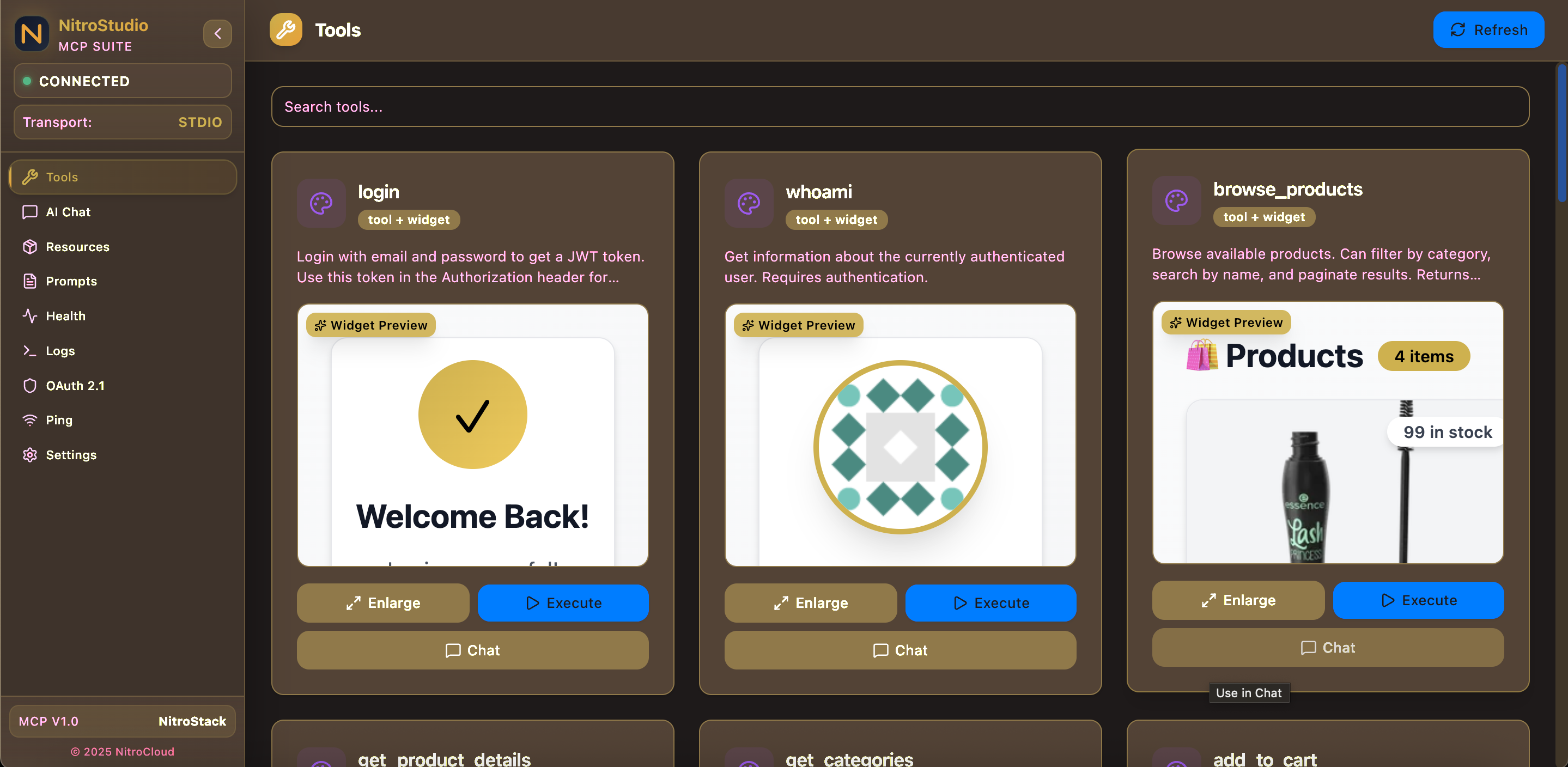 NitroStack Studio Interface